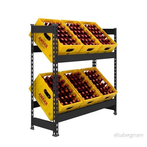 SimonRack Hylla för dryckeslådor, 6 lådor, 2 justerbara hinkar, 100 kg Point Böjning, 1000x1000x300 mm, Dryck Hyllor, Skruvar, Antracit Simonbottle 8425437129582