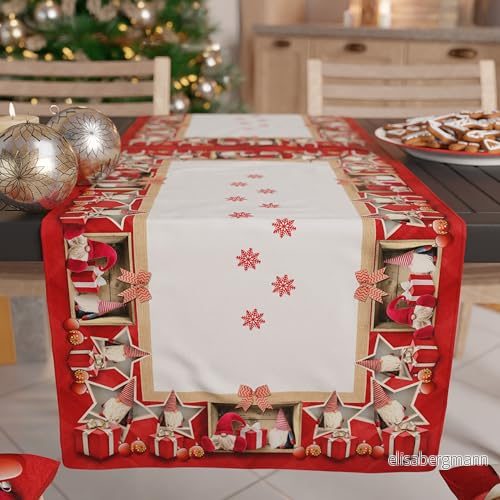 PETTI Artigiani italiani julbordslöpare, kökslöpare, 140 x 40 cm, löpare jul elegant älva, 100 % tillverkad i Itay 8056992318694