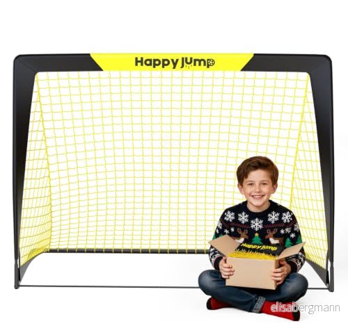 Happy Jump fotbollsmål pop up fotbollsnät fotbollsstolpe för trädgård fotbollsträning x 1 (3 2,2 tum, svart + gul) 767665795190