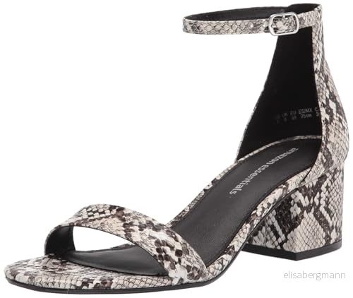 Amazon Essentials damsandaler med två remmar, Svartvit fejk ormskinn, 11 US Wide 840174925545