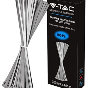 V TAC Kabelband i rostfritt stål 4,6 mm x 300 förpackning med 100 stycken Multi purpose Wiring Slips Kabeldragning Kabelklämma för elektriker, mekanisk, järnrör 3800157695275 V TAC Kabelband i rostfritt stål 4,6 mm x 300 förpackning med 100 stycken Multi purpose Wiring Slips Kabeldragning Kabelklämma för elektriker, mekanisk, järnrör 3800157695275