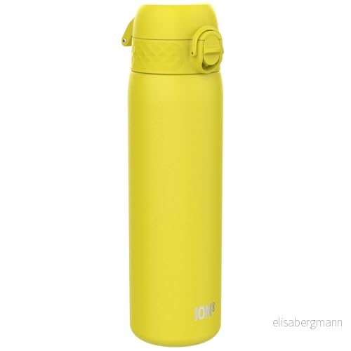 ION8 Lätt Stål Vattenflaska, 600 ml/20 oz, Oisolerad, Läcksäker, att Öppna, Säkert Lås, Diskmaskinssäker, Hygieniskt Lock, Passar i Mugghållare, Bärhandtag, Hållbar, Gul 619098090901