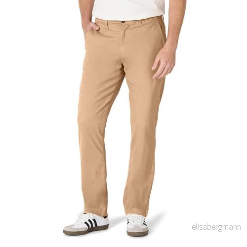 Amazon Essentials Men's Lediga stretchiga chinos atletisk passform (finns i Big & Tall), Mörk kaki brun, 48W / 32L 196433246709