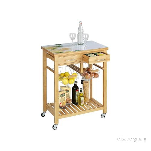Avilia Vagn Kök Verktygshållare 69x88x40cm Bambu Metall Serveringsställ Elegant Design 8056819008173