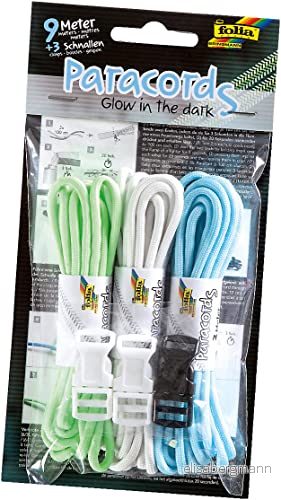 folia 83399 Paracord set Glow in the Dark, 3 snören à m och lås perfekt för att skapa armband 4001868073065