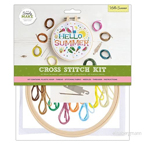 gör helt enkelt vuxna 'Hello Summer' broderi hantverk korsstygnskit, den perfekta presenten för all kreativitet och hobbyentusiaster, perfekt nybörjares första startset, dina egna 5029568003778