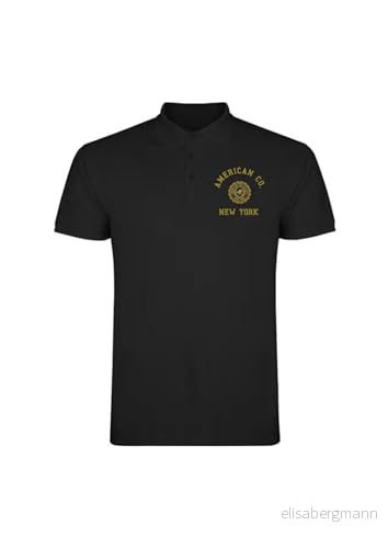 AMERICAN COLLEGE USA Pikétröjor sport andas tryckta blandade kläder herr och dam casual modell ACPLW4 svart XL, svart, XL 3666052664354