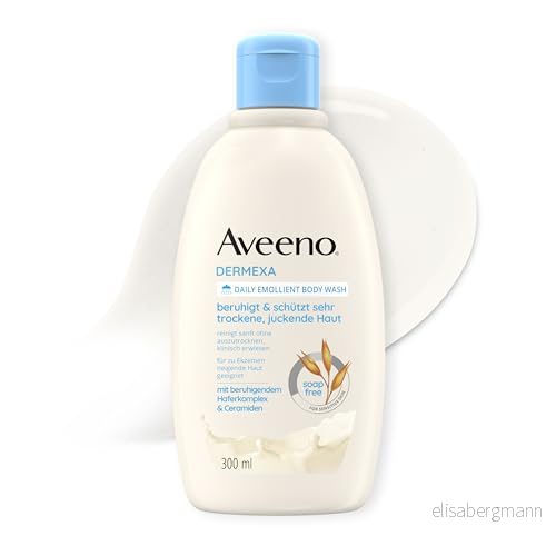 Aveeno Dermexa vegansk duschkräm tvålfri vårdande dusch 300 ml med lugnande havrekomplex för mycket torr, kliande, känslig, hud benägen eksem neurodermatit 3574661810768