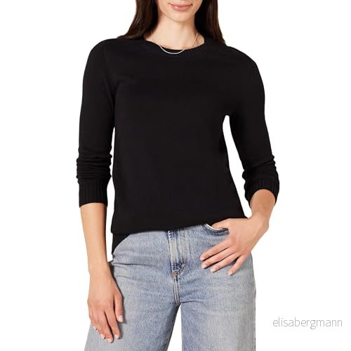 Amazon Essentials 100% bomull Crewneck tröja, svart, S 194223406432