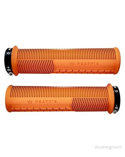 Peaty's Monarch Grips orange/svamp/tunn spårkomfort, hållbara, ergonomiska fingerstänger, stödjer tumdyna, åretruntning, alla väder och terräng, MTB Enduro Downhill Ebike mountainbike 5060541588059