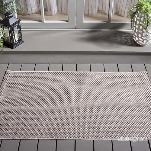 SAFAVIEH Samtida matta för inomhus och utomhus gårdskollektion, kort lugg, i beige brun färg, 79 x 152 cm 889048166943