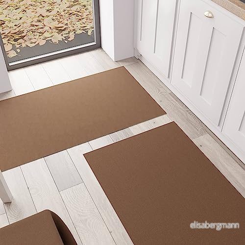 PETTI Artigiani Italiani TPCTU, Köksmatta för kök löpare halkfri och tvättbar 52 x 240 cm Enfärgad Brun 100% Tillverkad i Italien 5056411138721