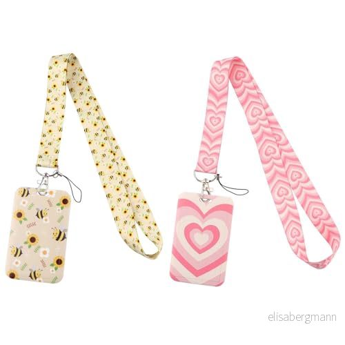 2 pack ID korthållare med snodd, korthållare, bi söt halsband, gul snodd 751203194927