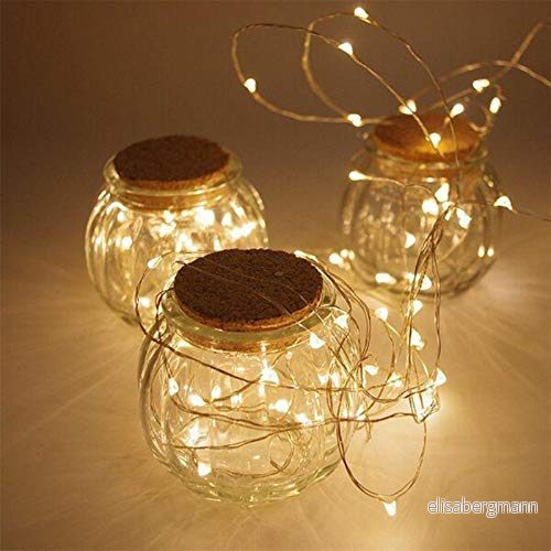 ANGMLN Fairy String lampor batteridriven 3 m 30 LED koppartråd brandfly små stjärnlysande ljusslingor gör det själv bröllopsfest burkar hem trädgård inomhus utomhus dekor (varm vit/cool vit/blå) 2 pack Varm vit 782902879617