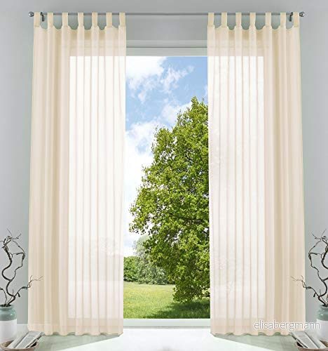 2 pack gardiner transparent gardin set vardagsrum voile med blybandkant H x B 225 140 cm kräm, 6 000 CN 4041984841568