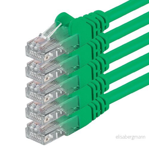 1aTTack.de 10m Cat 6 Ethernet nätverkskabel Cat6 Lan RJ45 8P8C 1Gbps grön 5 stycken 4250344826248
