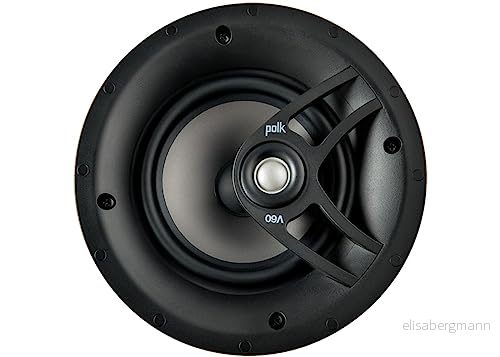 Polk Audio V60 högtalare i taket (enkel), perfekt för alla rum, inklusive fuktiga och rum som badrum, kök eller tvättstuga, enkel installation, (svart, målbart galler) 747192124892