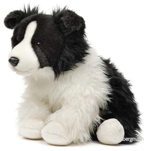 Uni-Toys - Border Collie svart-vit, sittande (utan koppel) 26 cm (höjd) plyschhund plyschdjur, gosedjur 4028667183610