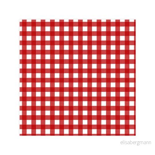Homéa, Set med 20 papperscocktailservetter 3 lager 25 x cm röda gingham plattor 3574380647393