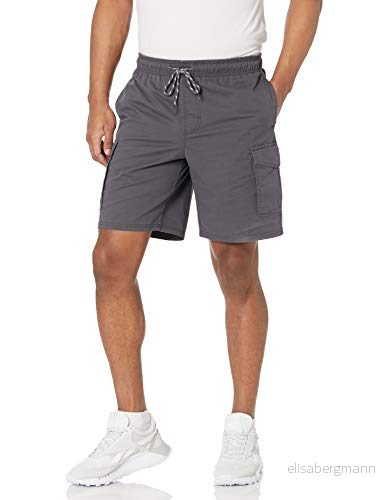 Amazon Essentials Men's Cargoshorts 23 cm (9 tum) elastisk midja, Mörkgrå, XL 195111325668
