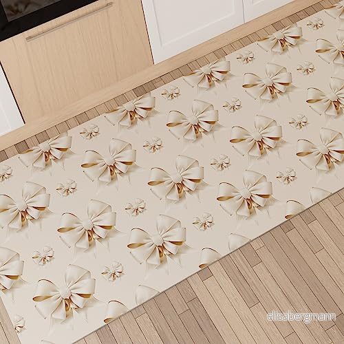 PETTI Artigiani Italiani köksmatta, tvättbar halkfri kökslöpare, 52 x 140 cm, beige rosettdesign, 100% tillverkad i Italien 8053687768567